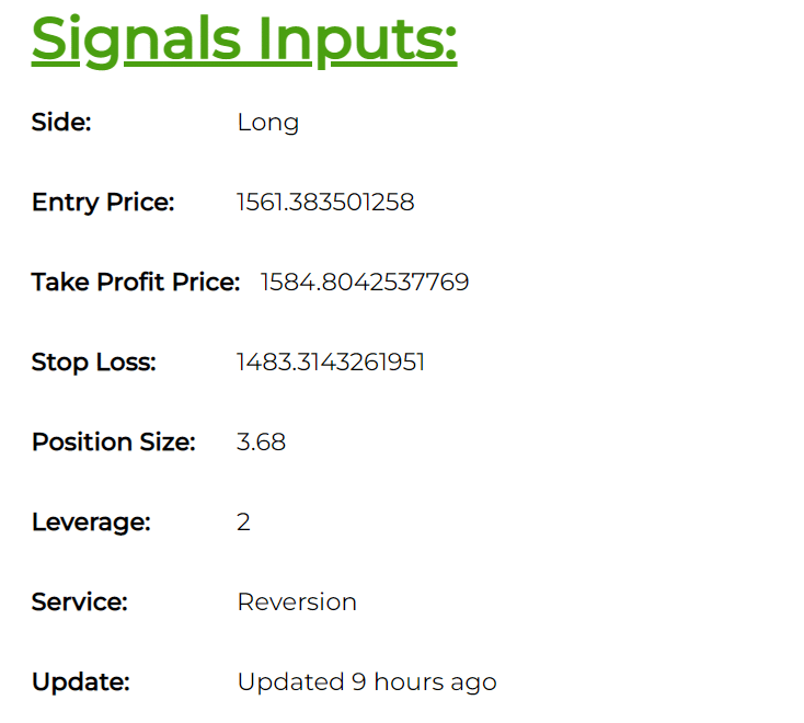signaux détaillés de trading de crypto